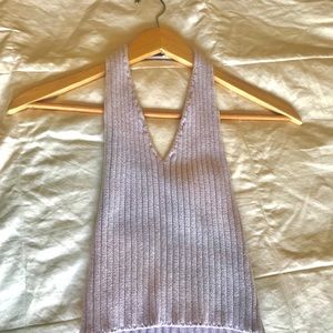 Knit purple halter crop top